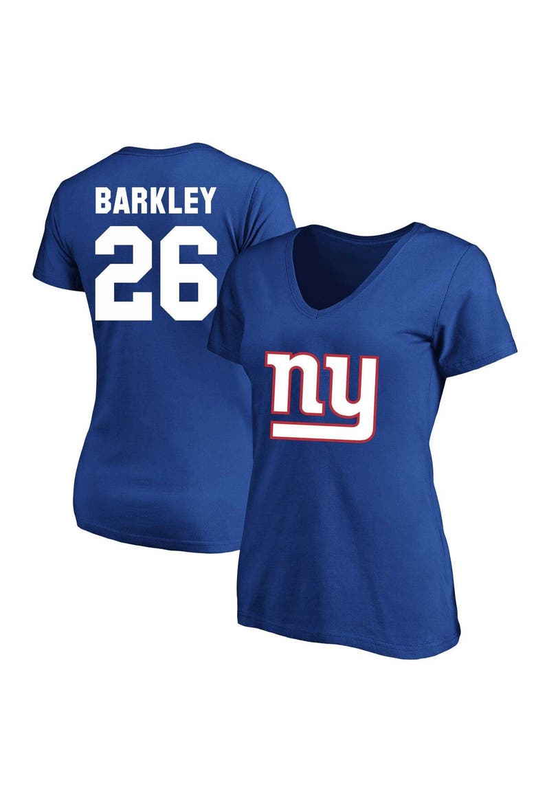 Women's Saquon Barkley Royal New York Giants Plus Size Fair Catch Name & Number V-Neck T-Shirt, Main, color, Royal