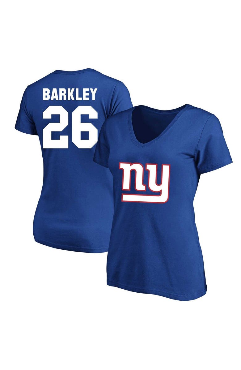 FANATICS Women's Saquon Barkley Royal New York Giants Plus Size Fair Catch Name & Number V-Neck T-Shirt, Main, color, 