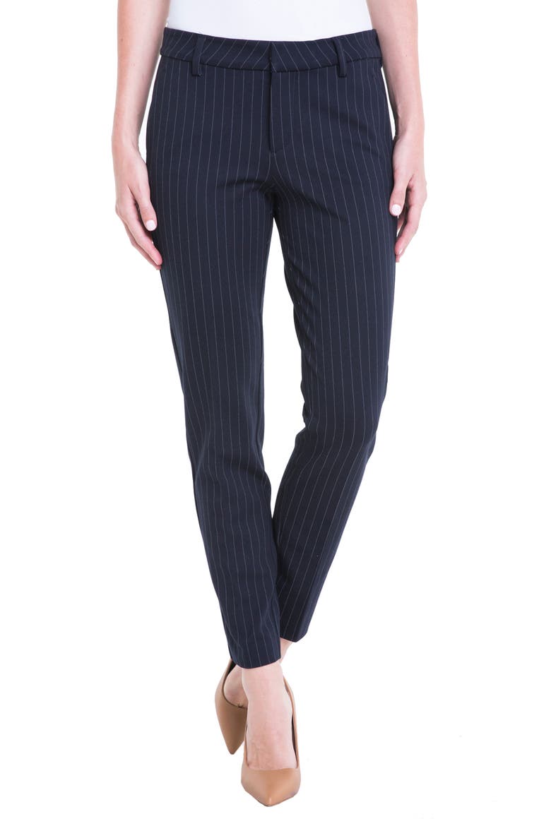 Kelsey Knit Pinstripe Trousers, Main, color, NAVY