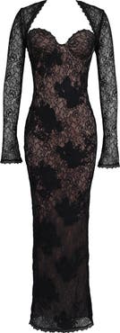 HOUSE OF CB Lucienne Strapless Stretch Lace Gown with Bolero