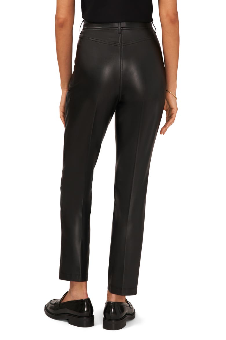 Straight Leg Faux Leather Trousers, Alternate, color, RICH BLACK 060