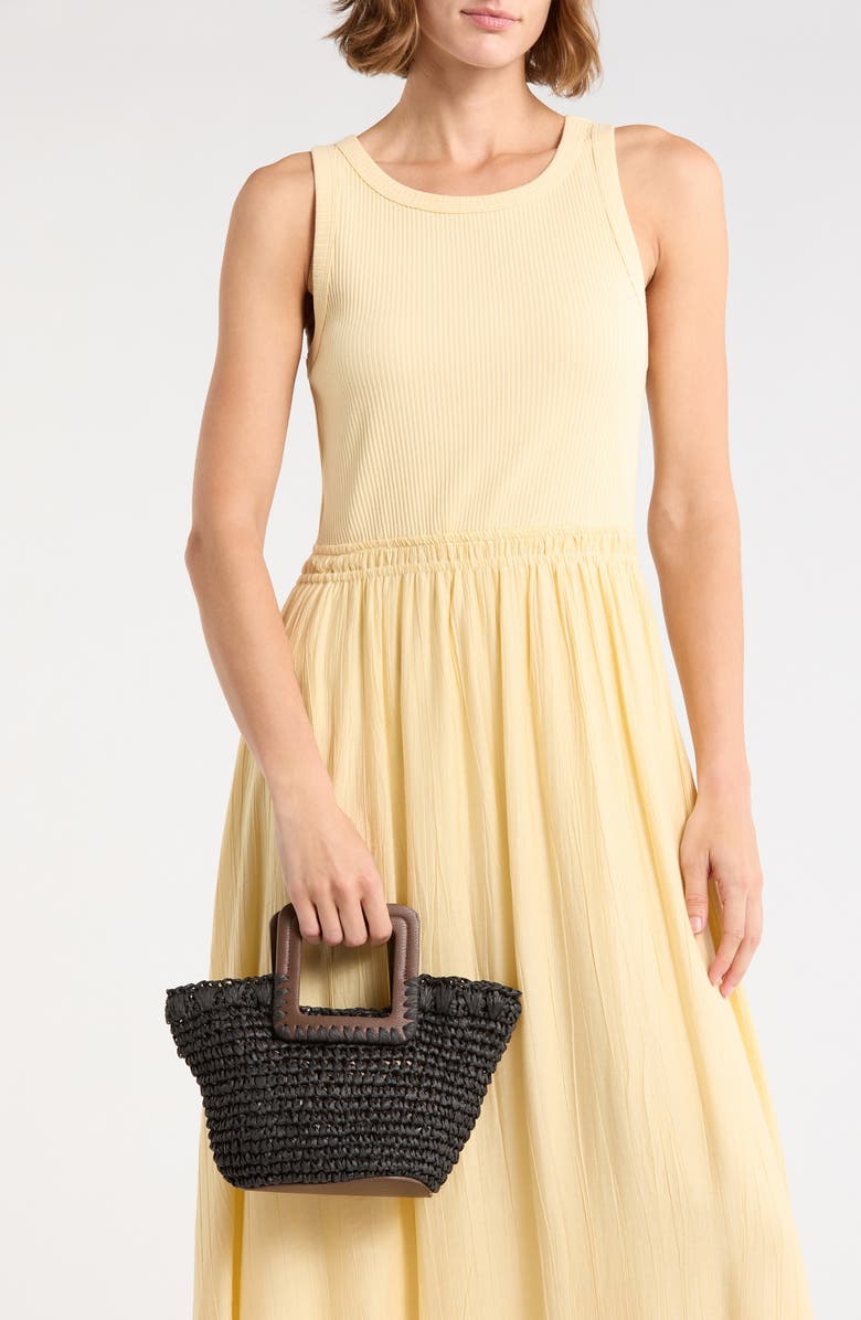 Collection XIIX Straw Top Handle Bag, Alternate, color, Black Chocolate