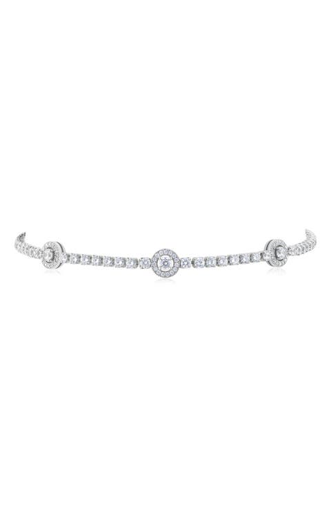 Round Halo Cubic Zirconia Anklet