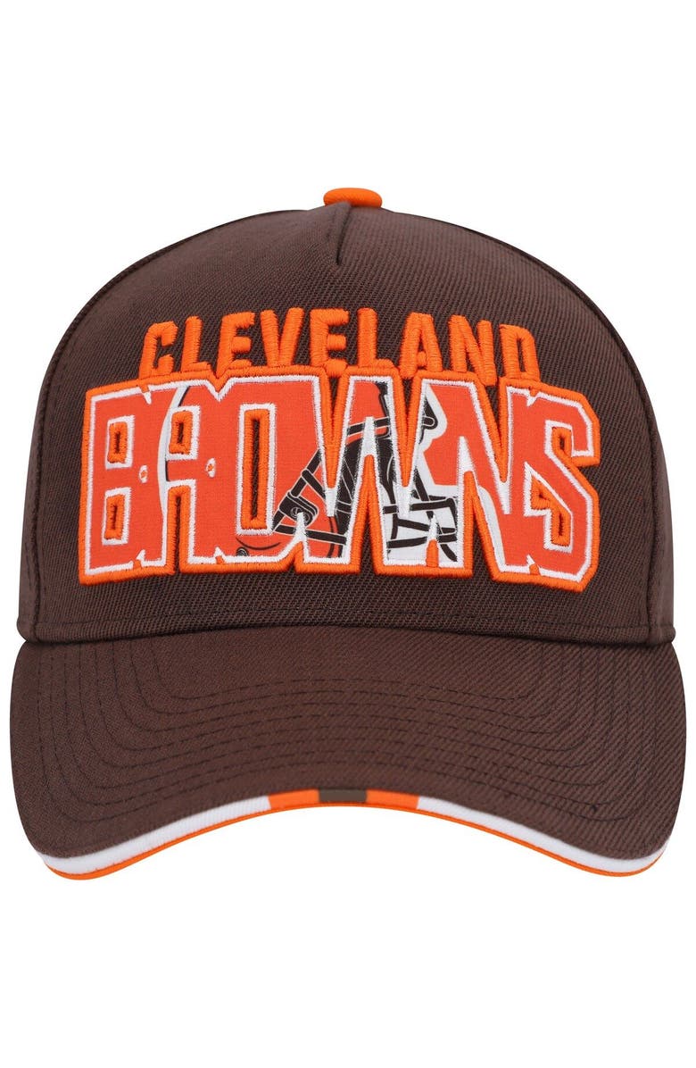 Outerstuff Youth Brown Cleveland Browns On Trend Precurved A-Frame Snapback Hat, Alternate, color, Brown