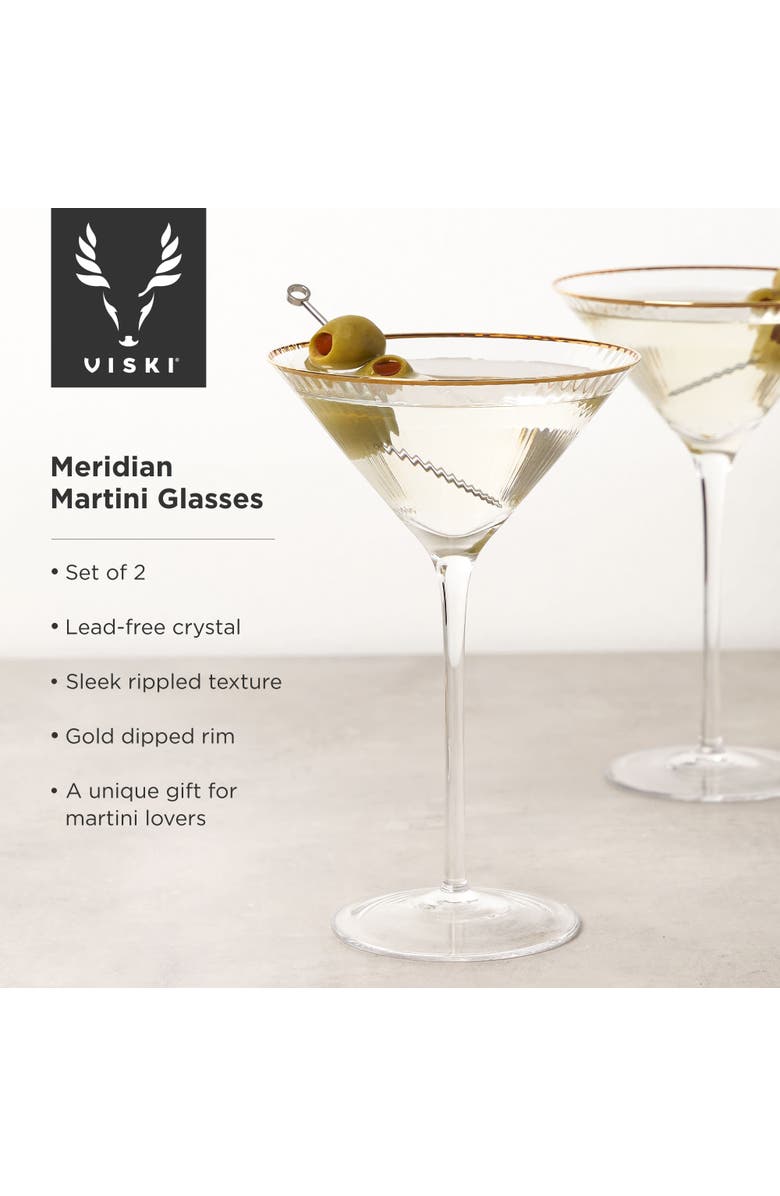 Viski Meridian Crystal Martini Glasses Set of 2, Alternate, color, Clear