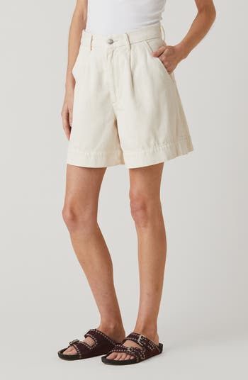 Pleated Denim Trouser Shorts