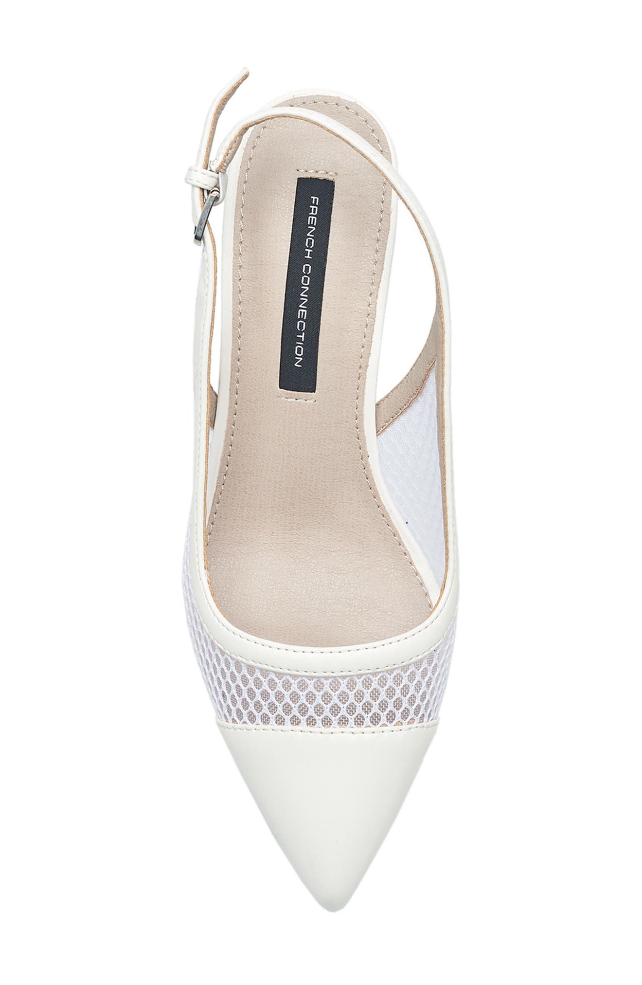 French Connection Sevra Mesh Slingback Pump, Alternate, color, White