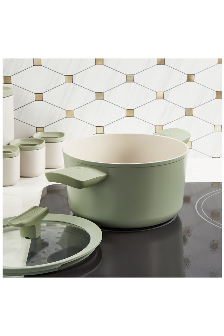 Leo Balance 4.6-Quart Nonstick Covered Stockpot, Alternate, color, SAGE