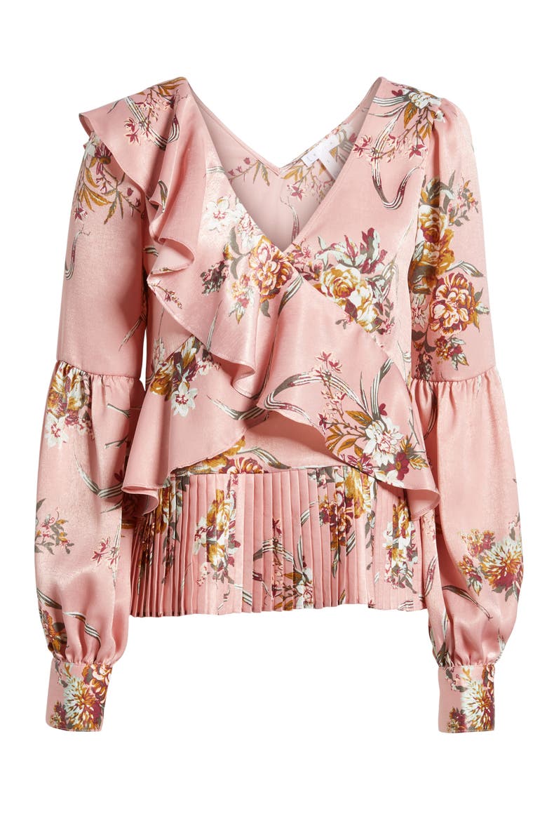 Asymmetrical Ruffle Top, Alternate, color, PINK ZEPHYR ANTOINETTE FLORAL