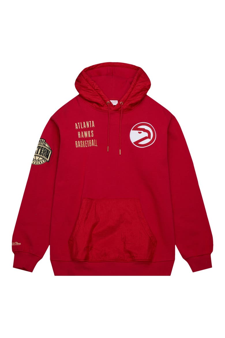 Men's Mitchell & Ness Red Atlanta Hawks  Team OG 2.0 Vintage Logo Fleece Pullover Hoodie, Alternate, color, Red