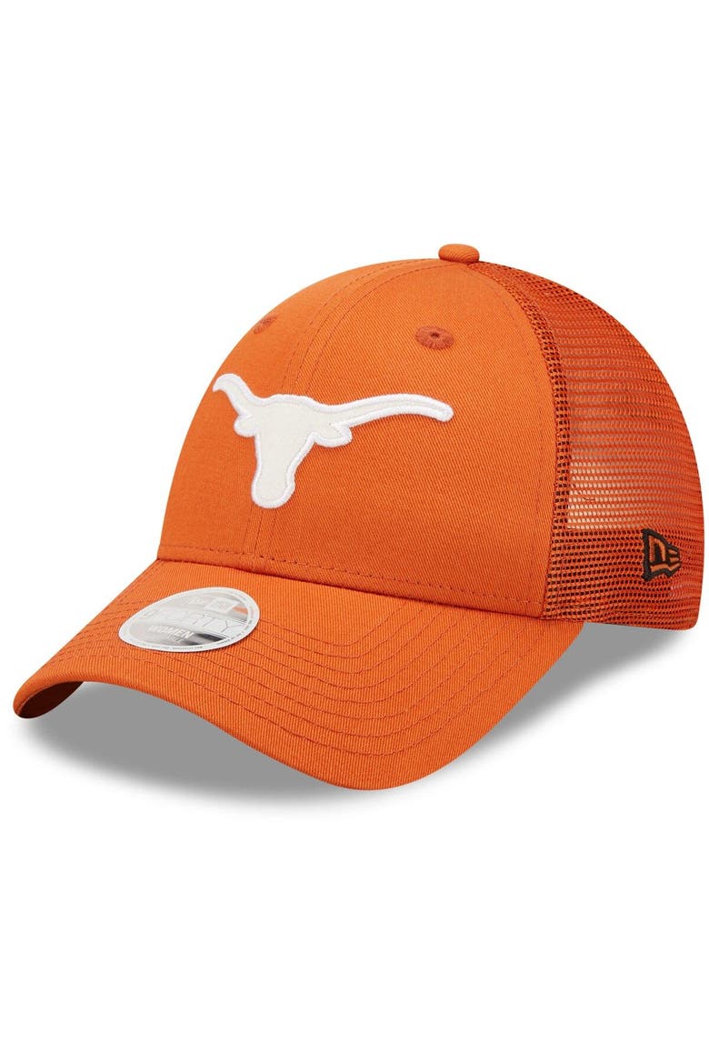 Women's New Era Burnt Orange Texas Longhorns 9FORTY Logo Spark Trucker Snapback Hat, Main, color, Burnt Orange