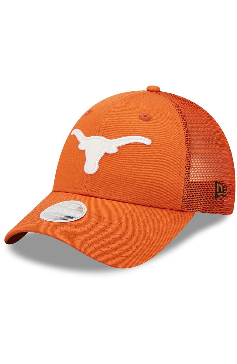 New Era Women's New Era Burnt Orange Texas Longhorns 9FORTY Logo Spark Trucker Snapback Hat, Main, color,