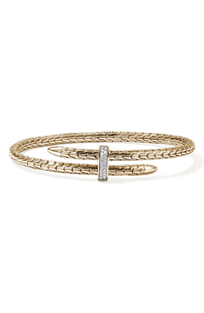 John Hardy Spear Flex Cuff Bracelet, Diamonds, Main, color, Gold