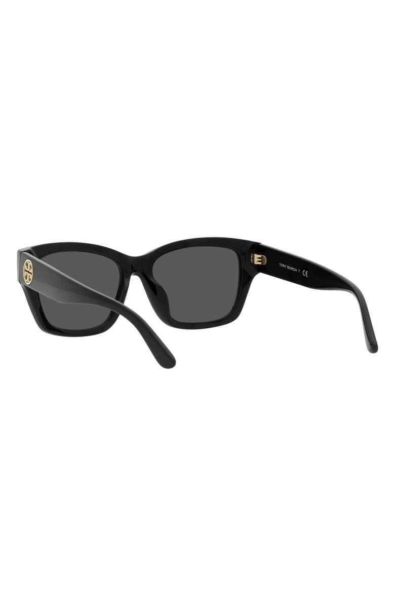 Tory Burch 53mm Rectangular Sunglasses, Alternate, color, Black