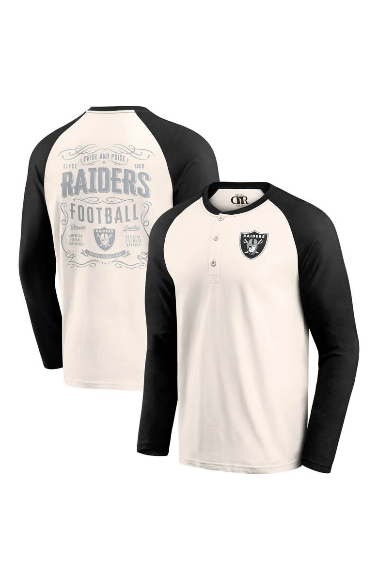Darius Rucker Collection by Fanatics Men's Darius Rucker Collection by Fanatics Cream/Black Las Vegas Raiders Raglan Henley T-Shirt, Main, color, Cream