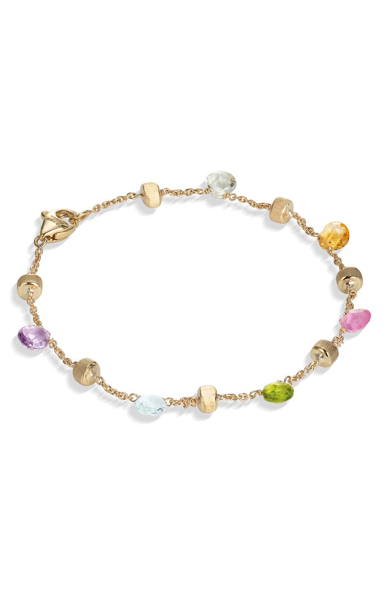 Marco Bicego Paradise 18K Yellow Gold Mixed Semiprecious Stones Single Strand Bracelet, Main, color, 