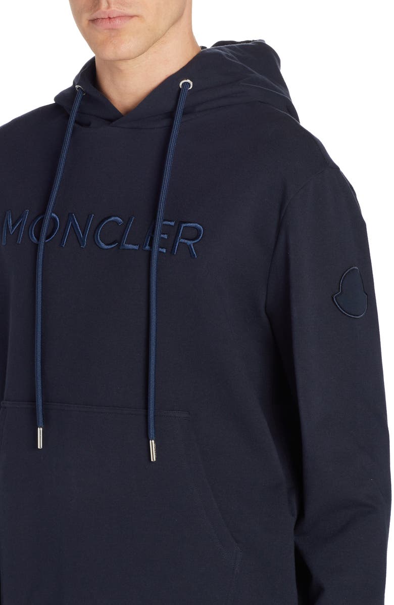 Moncler Embroidered Logo Hoodie, Alternate, color, 