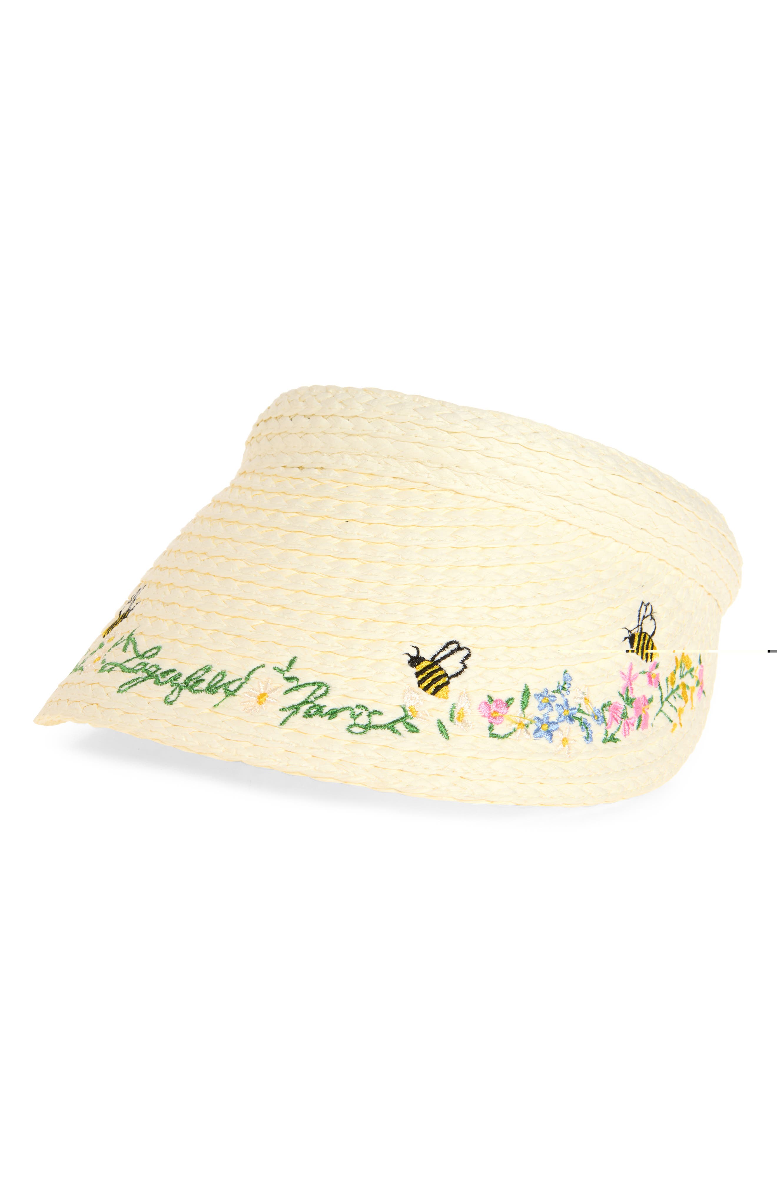 Floral Border Straw Visor