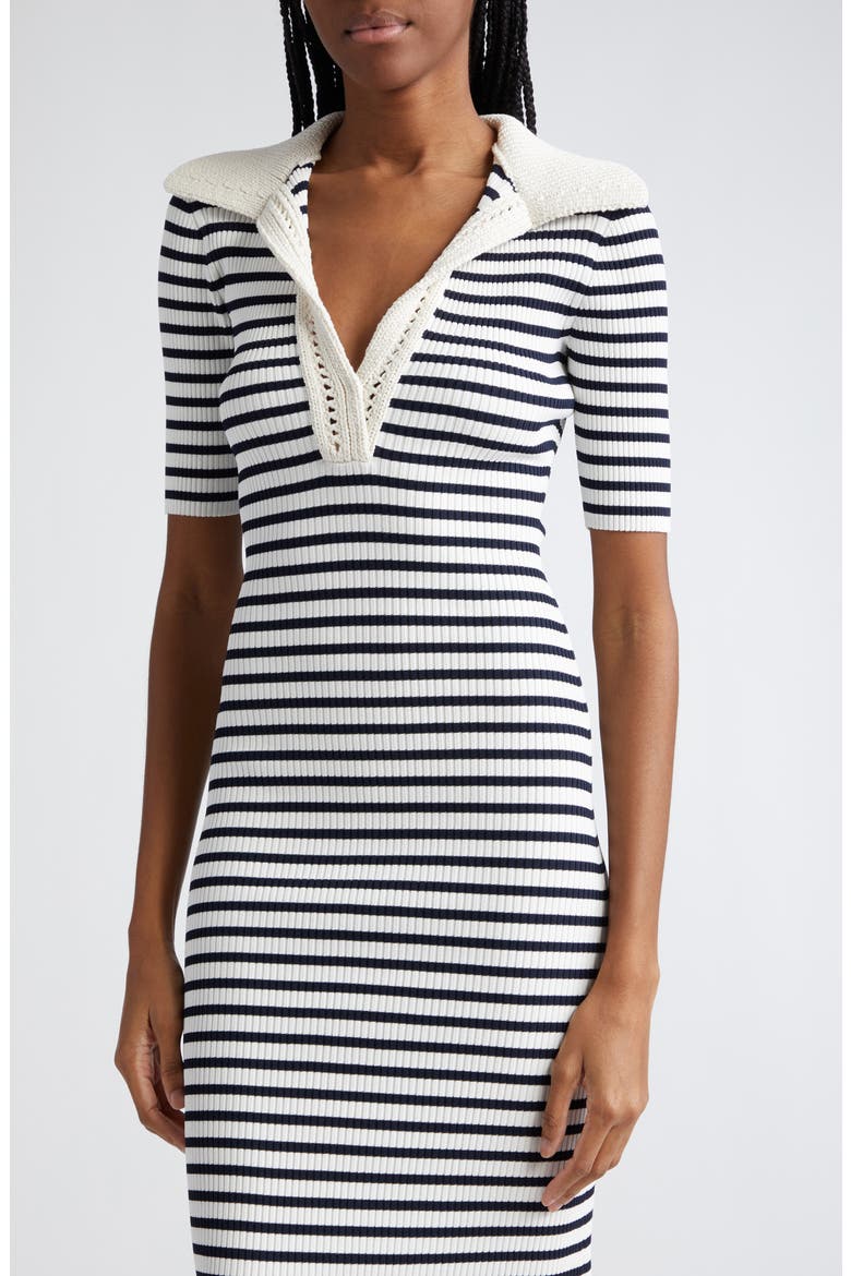 Darcy Stripe Midi Sweater Dress, Alternate, color, NAVY/ BONE