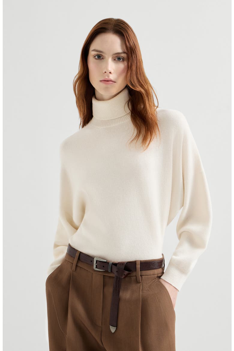 Cashmere turtleneck sweater, Main, color, Butter