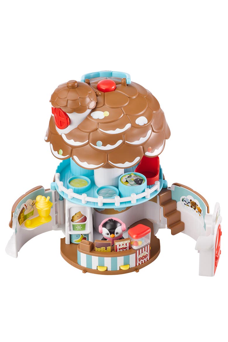 Pine Cone Snack Bar 5Pc Playset, Penguin Figure, Popup Shop, Alternate, color, Multicolored