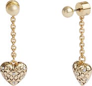 COACH Signature Heart Drop Earrings