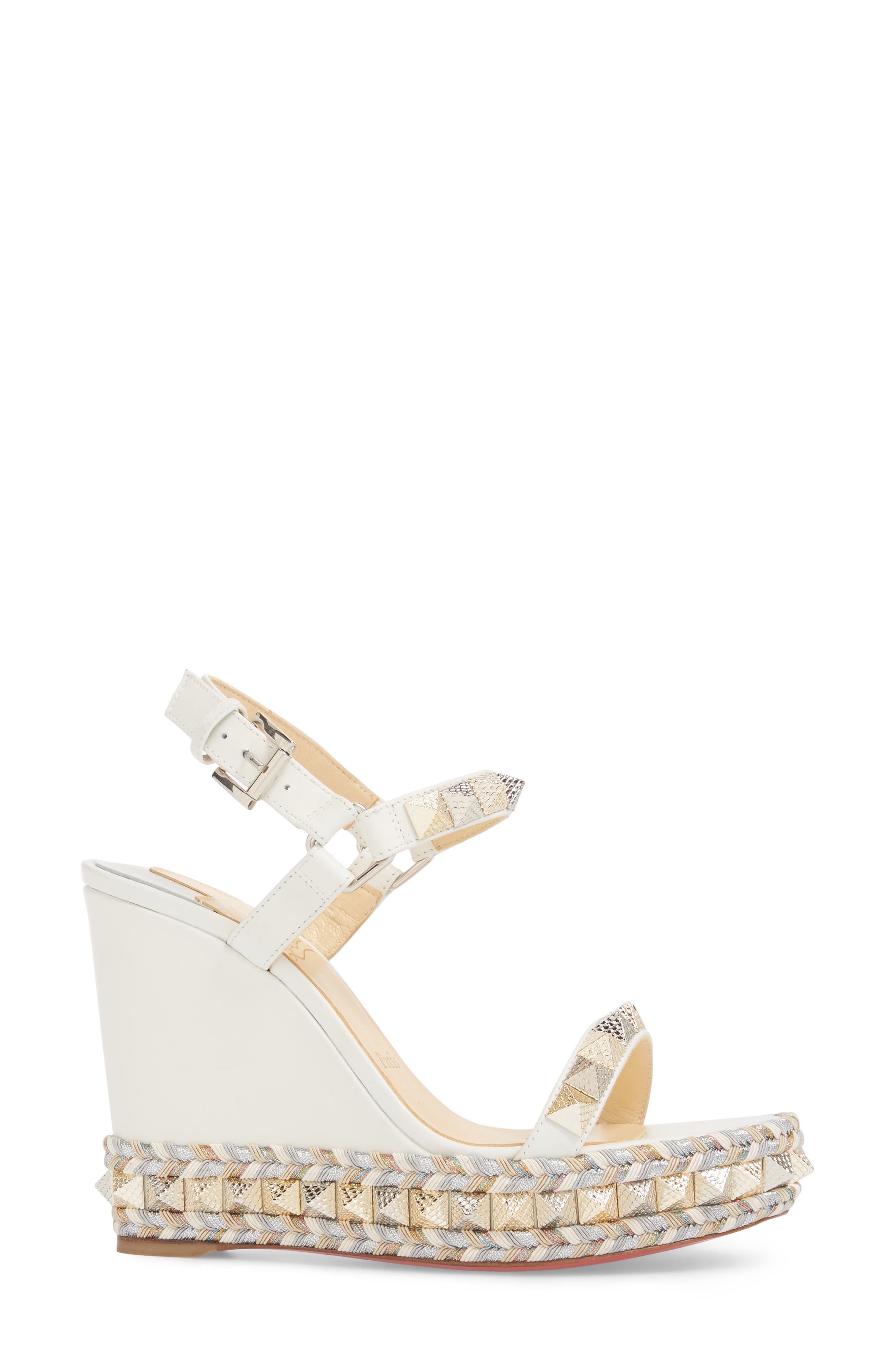Christian Louboutin Pyraclou Wedge Sandal, Alternate, color, 
