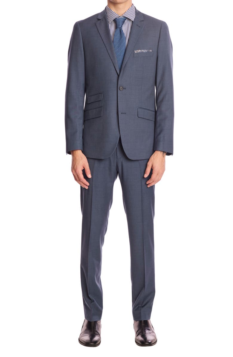 PAISLEY & GRAY Downing Slim Fit Flat Front Dress Pants, Alternate, color, Dark Grey Blue