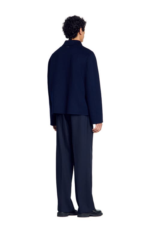 Sandro Double-faced Wool Jacket In Royal Blue