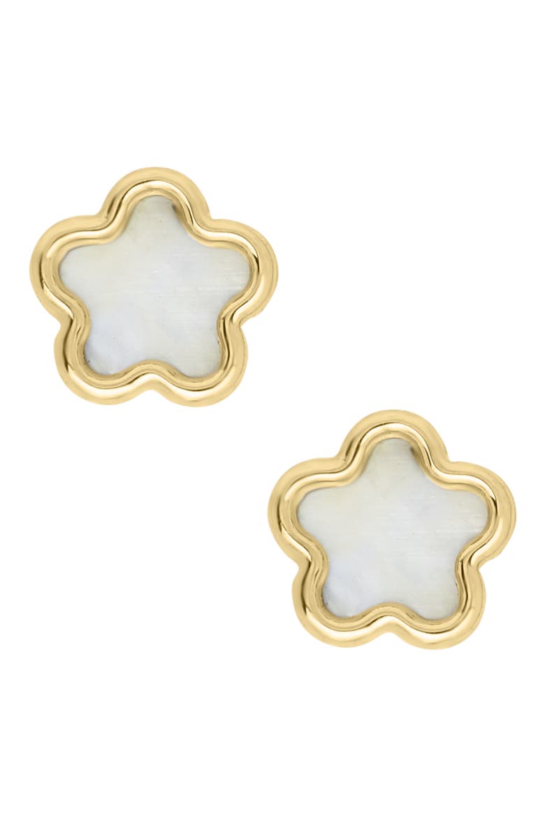 14K Gold & Mother-of-Pearl Flower Stud Earrings, Main, color, GOLD