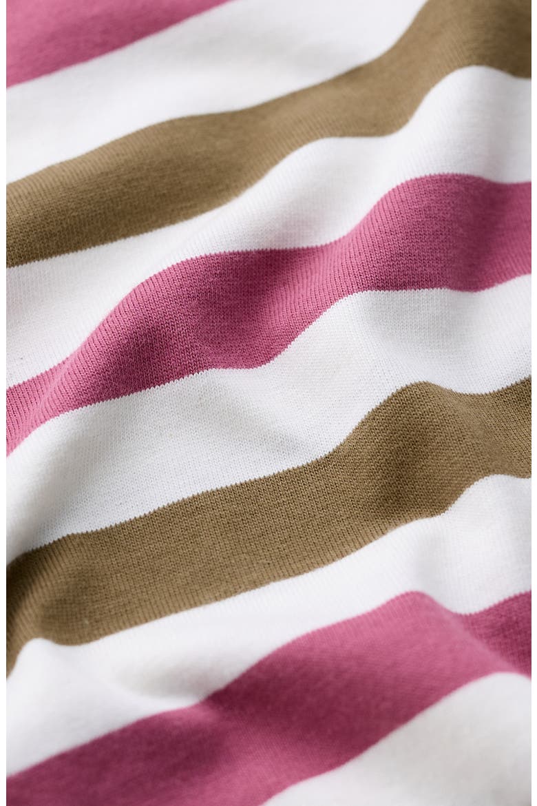 Sailor Stripe Three Quarter Sleeve Organic Cotton T-Shirt, Alternate, color, DUET SCALLION ROSA