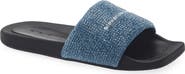 Alexander Wang Crystal Embellished Denim Slide Sandal