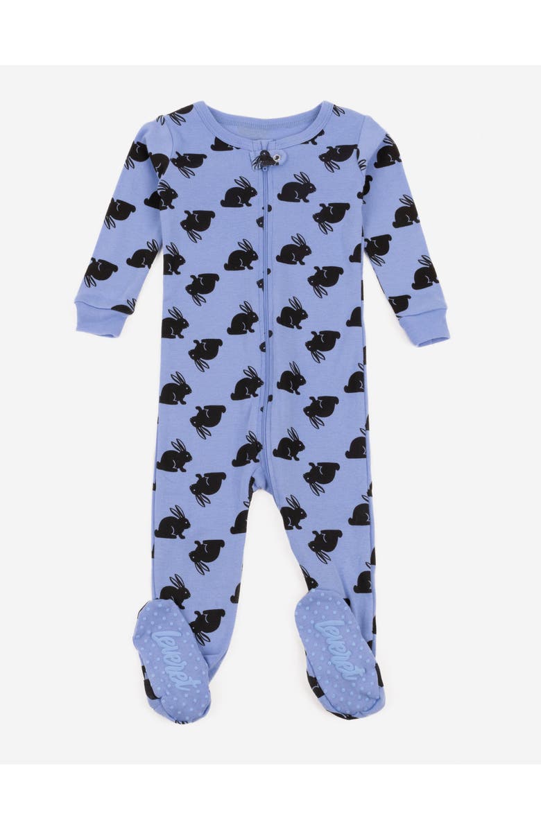Leveret Footed Cotton Easter Matching Family Pajamas, Bunny Prints, Main, color, Blue Bunny