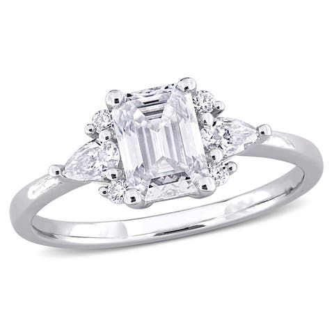 Moissanite Engagement Ring Sterling Silver