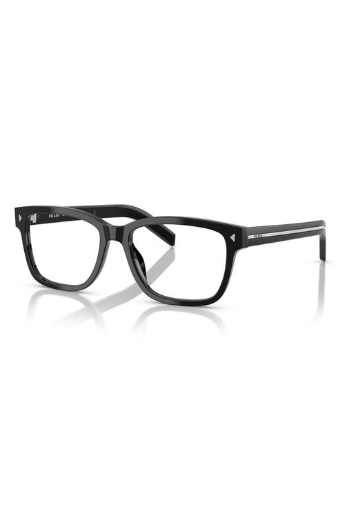 Prada 53mm Rectangular Optical Glasses In Black