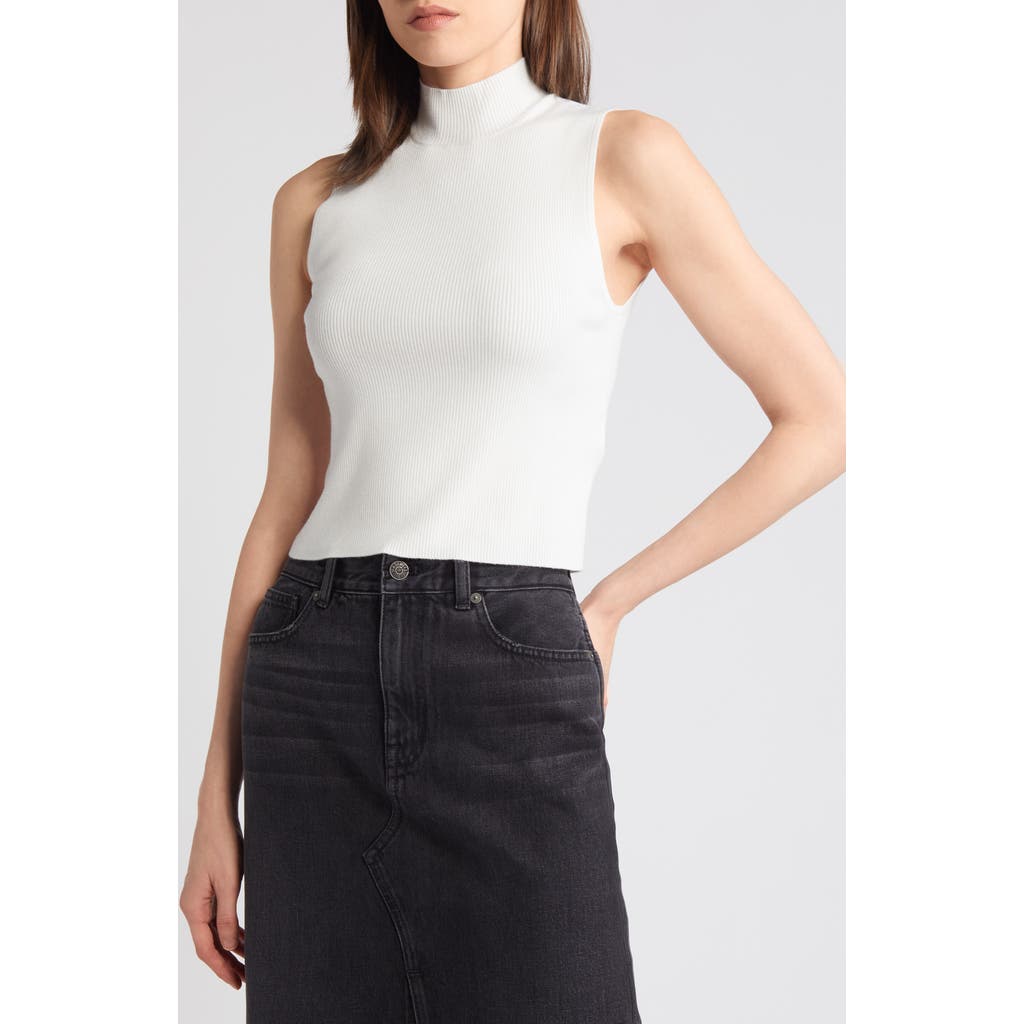 Shop Madewell Mock Neck Wide Rib Sweater In Antique Cream