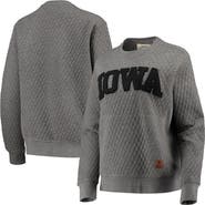 PRESSBOX Women's Pressbox Heather Charcoal Iowa Hawkeyes Moose Quilted Pullover Sweatshirt
