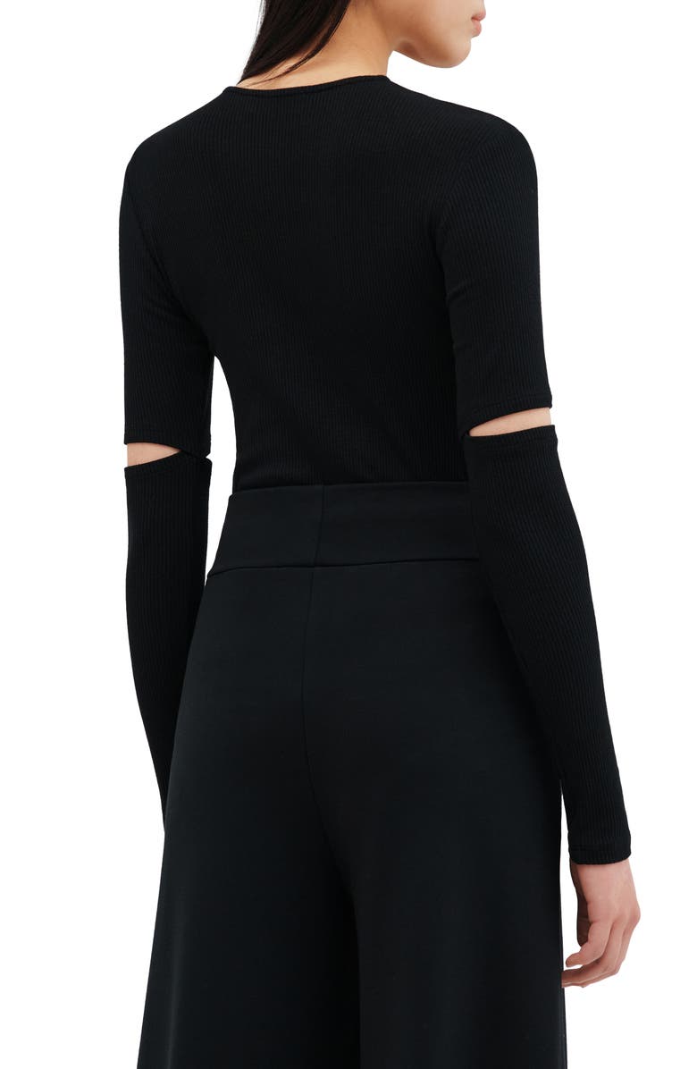 Two Lines by Marcella Stockholm Slit Sleeve Rib Top, Alternate, color, Black