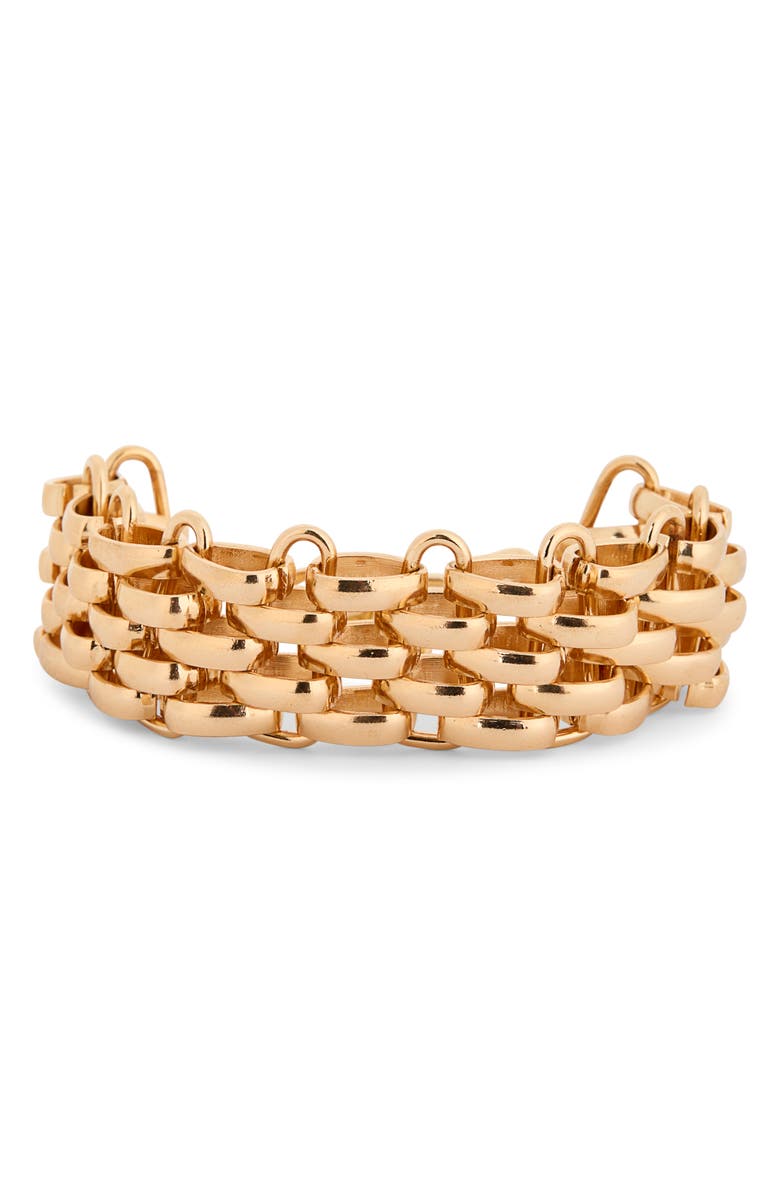 Kenneth Jay Lane Mesh Chain Bracelet, Main, color, Polished Gold