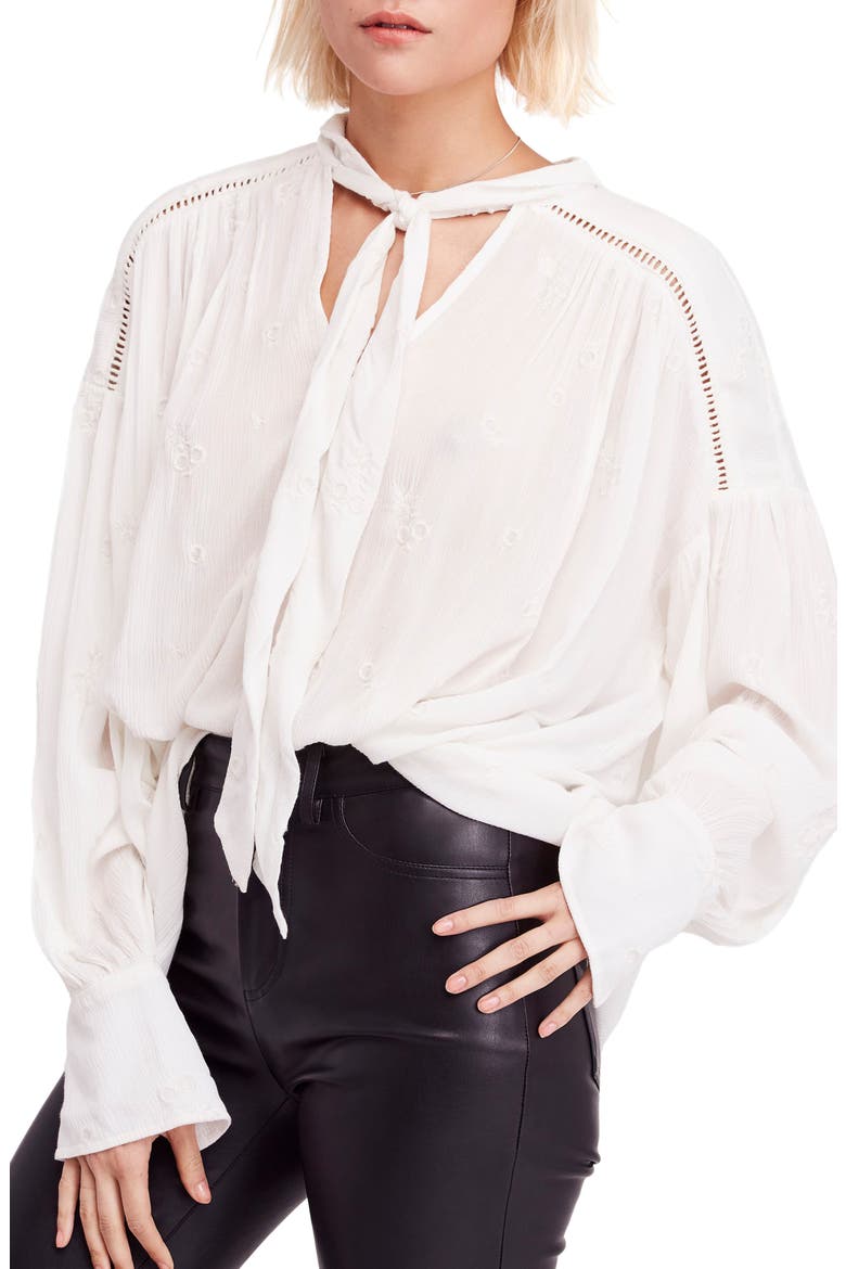 Wishful Moments Tie Neck Top, Main, color, IVORY
