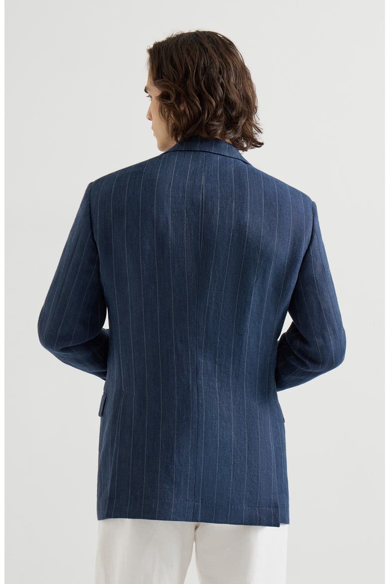 Chalk stripe chevron blazer, Alternate, color, Blue