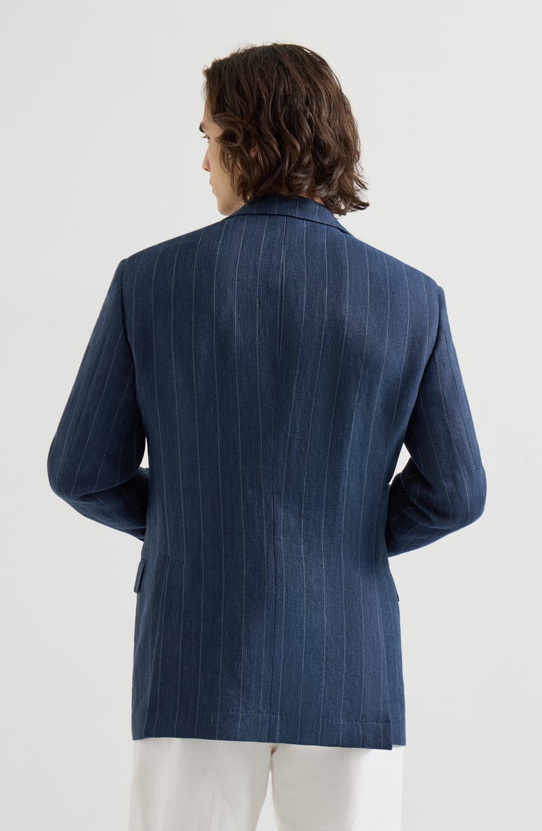 Brunello Cucinelli Chalk stripe chevron blazer, Alternate, color, Blue