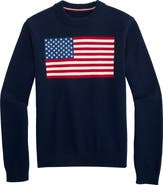 vineyard vines Kids' American Flag Cotton Crewneck Sweater