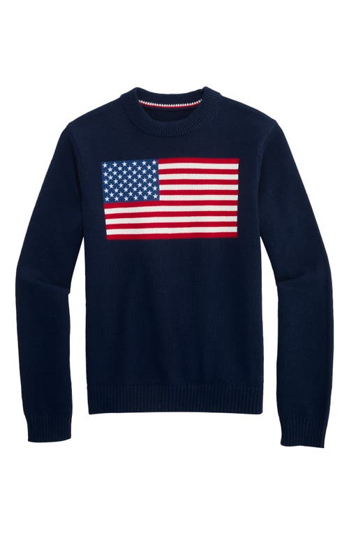 vineyard vines Kids' American Flag Cotton Crewneck Sweater in Nautical Navy at Nordstrom, Size 2T