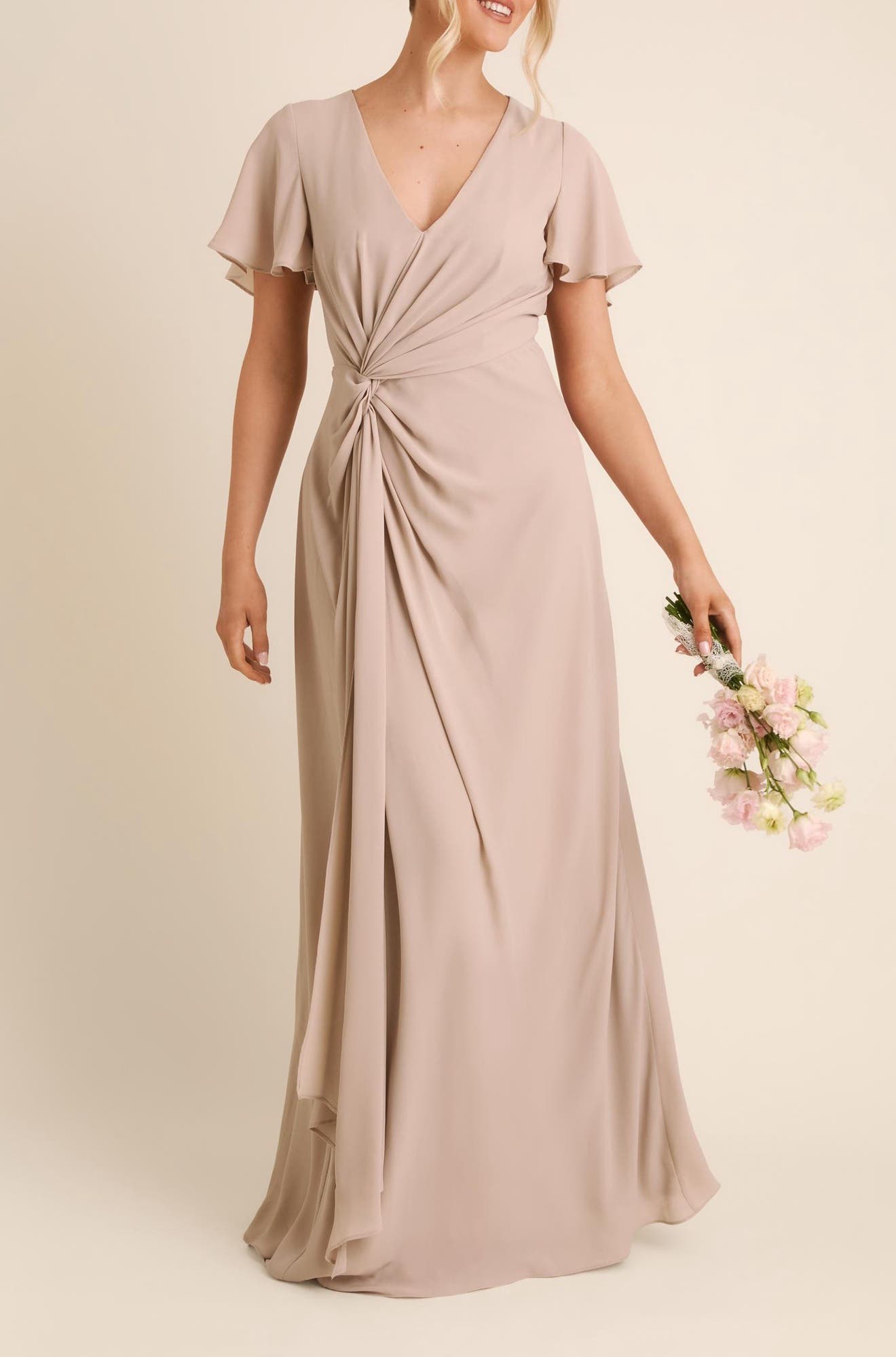Knot Detail Chiffon Bridesmaid Dress