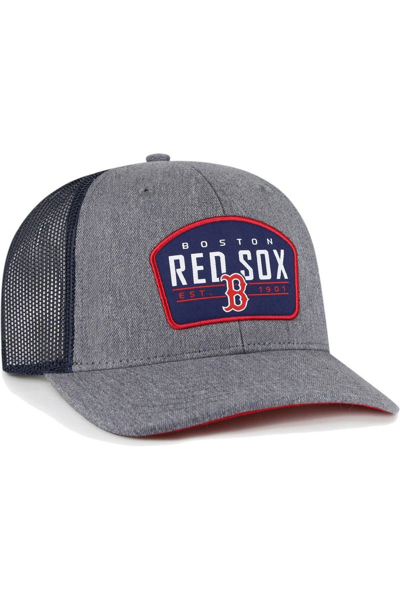 Men's '47 Charcoal Boston Red Sox Slate Trucker Snapback Hat, Alternate, color, Charcoal