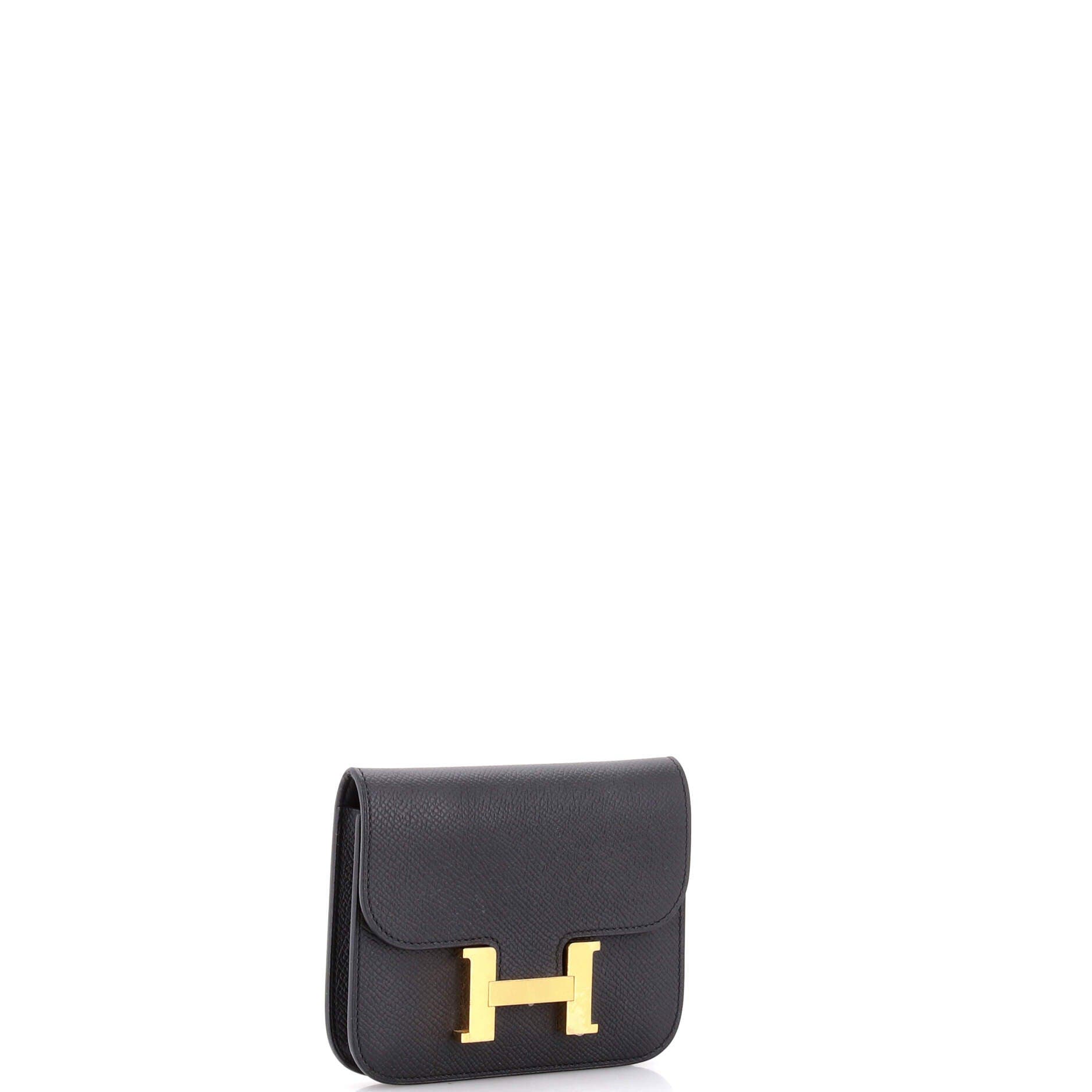 Pre-Owned Hermes Constance Slim Wallet Epsom, Alternate, color, Noir