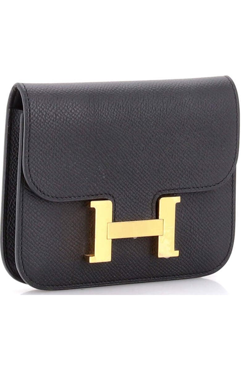 Pre-Owned Hermes Constance Slim Wallet Epsom, Alternate, color, Noir