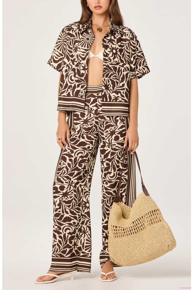 Eva Print Wide Leg Pants, Alternate, color, BROWN TROPICAL
