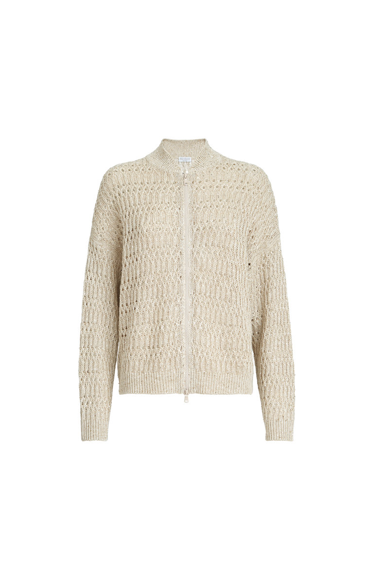 Brunello Cucinelli Dazzling braids cardigan, Alternate, color, Beige